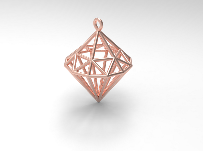 Wireframe Diamond Pendant 3d printed Colour may vary