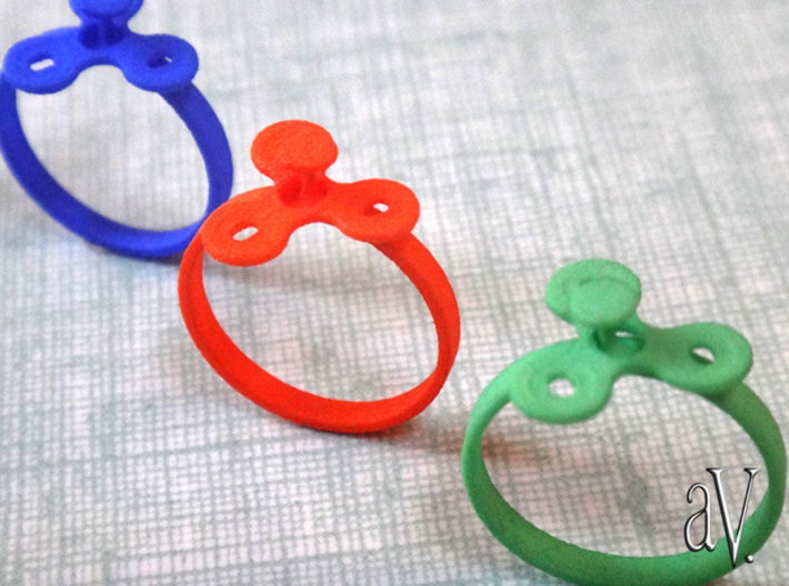  Fidget Spinner Ring 3d printed Blue, Red and Green versions