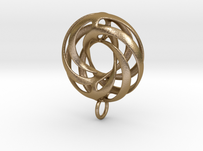 Twisted Torus Pendant in Steel 3d printed 