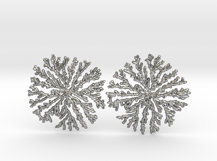 SNOWFLAKE Brass Silver Earrings 3d printed
