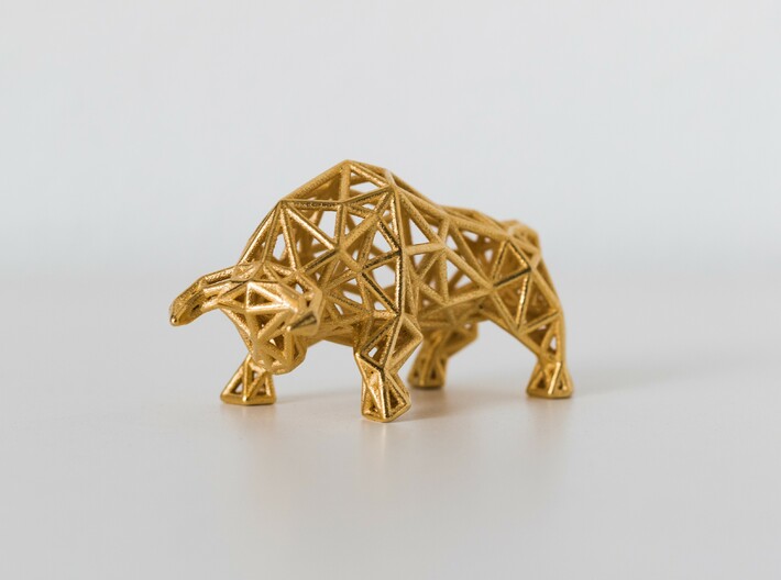 Wall Street Bull Wireframe - Stainless Steel 3d printed