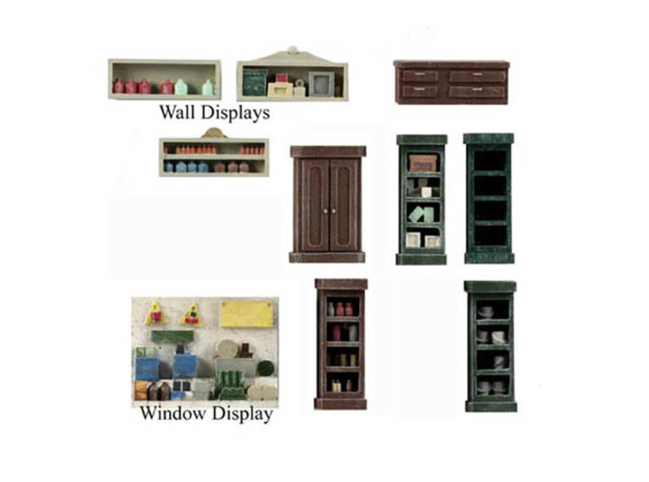 Interior Shelving Detailing, HO Scale Pack 3 3d printed HO Scale Interior Details