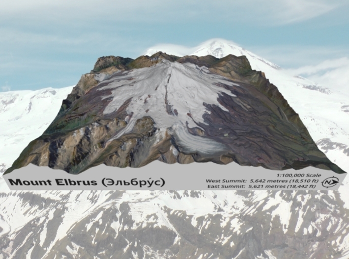 Mount Elbrus Map, No VE: 8&quot;x8&quot; 3d printed