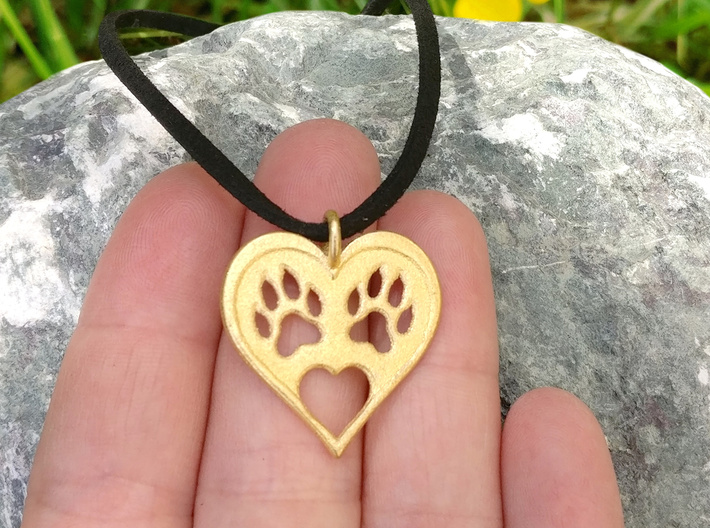 Cat paw print love heart pendant 3d printed
