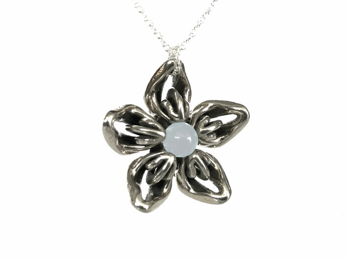 White Moonstone Transgender Flower Necklace 3d printed 