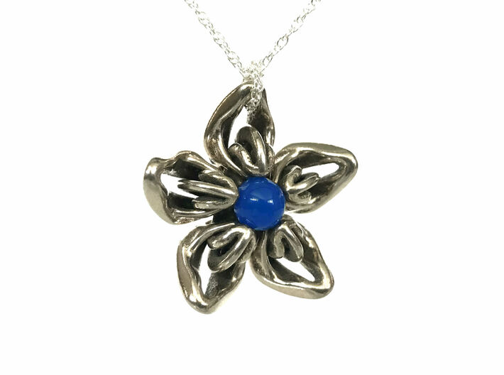 Blue Onyx Transgender Flower Necklace 3d printed 