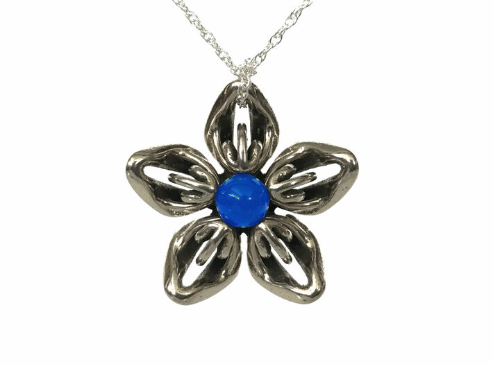 Blue Onyx Transgender Flower Necklace 3d printed