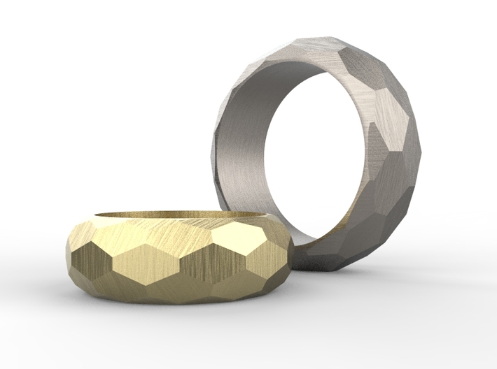 Faceted Men's Band 3d printed 