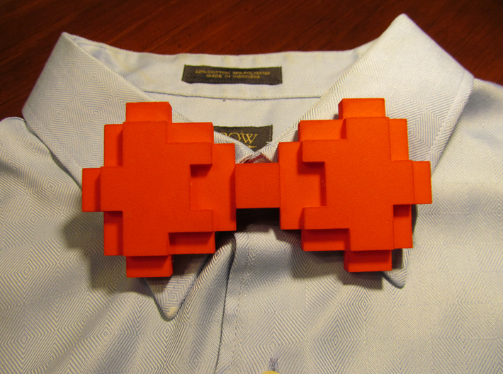 8-bit Bow tie 3d printed The prongs fix onto dress shirt buttons
