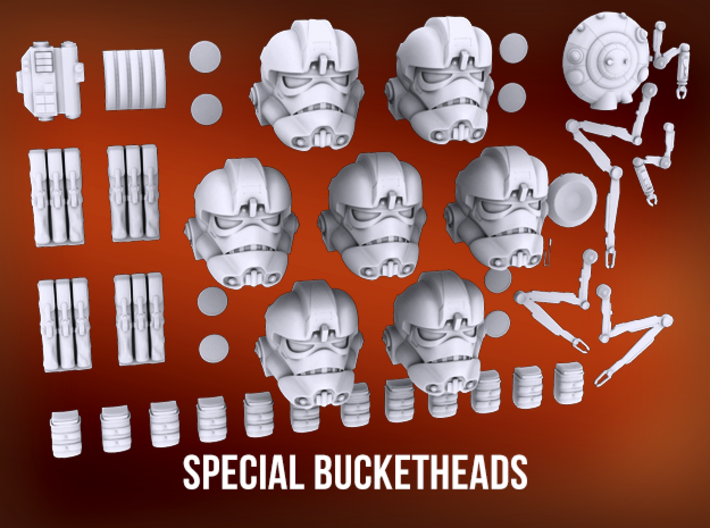 Special Bucketheads (x7 + Droid) 3d printed 