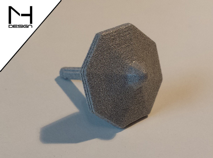 Spinning Top / Tol Hexagon 3d printed Polished Alumide