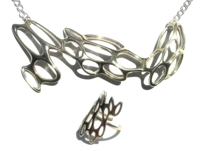 Fantasia Necklace 3d printed Polished Silver
