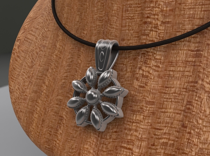 Flower Jewel 3d printed Rendered in steel