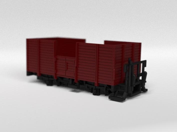 RhB L6008 Open Freight Wagon 3d printed Rendering of the colored and assembled model kit