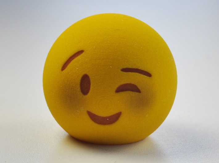 3D Emoji Winking with Blush 3d printed