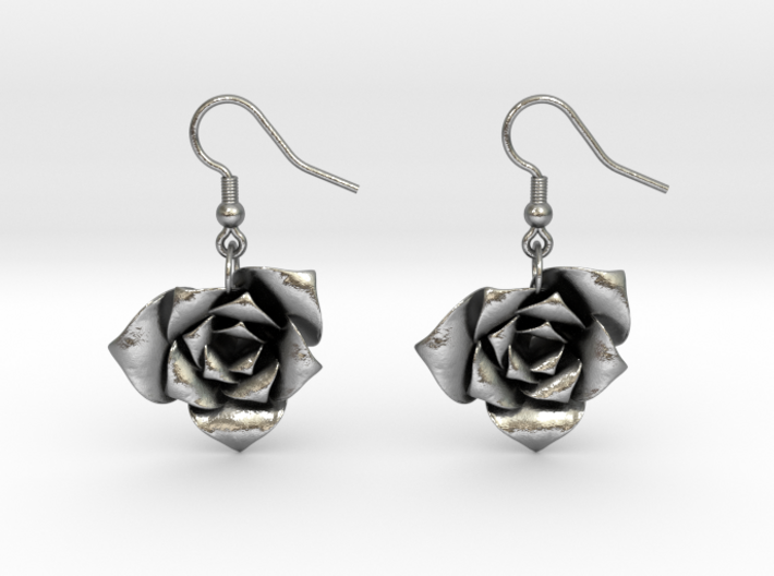 Rose Earrings 3d printed