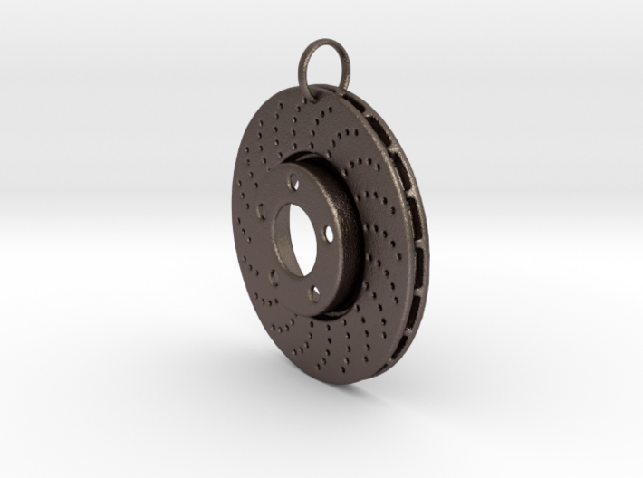 Drilled braking disc keychain 3d printed