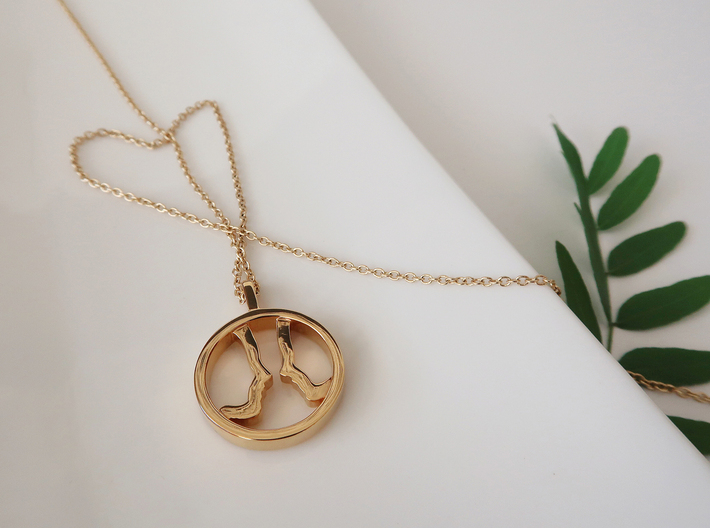 You and Me Necklace 3d printed 14k plated Gold