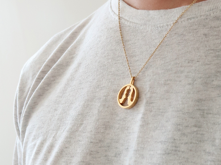 You and Me Necklace  3d printed 14k plated Gold 