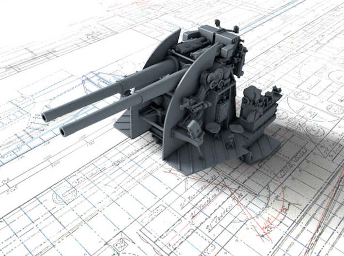 1/96 RN 4"/45 (10.2 cm) QF Mark XVI Gun x1 3d printed 3d render showing product detail