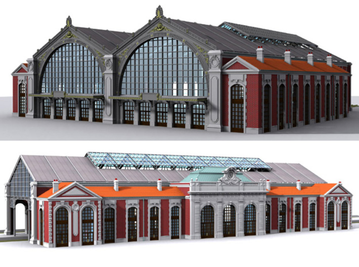 NGG-BVH01d - Large modular train station (v2) 3d printed 