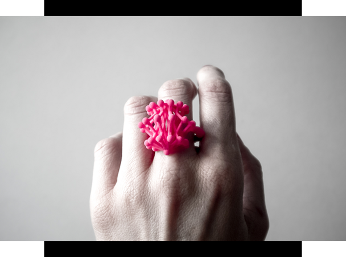 Urchin Cocktail Ring 3d printed Pink Processed Versatile Plastic