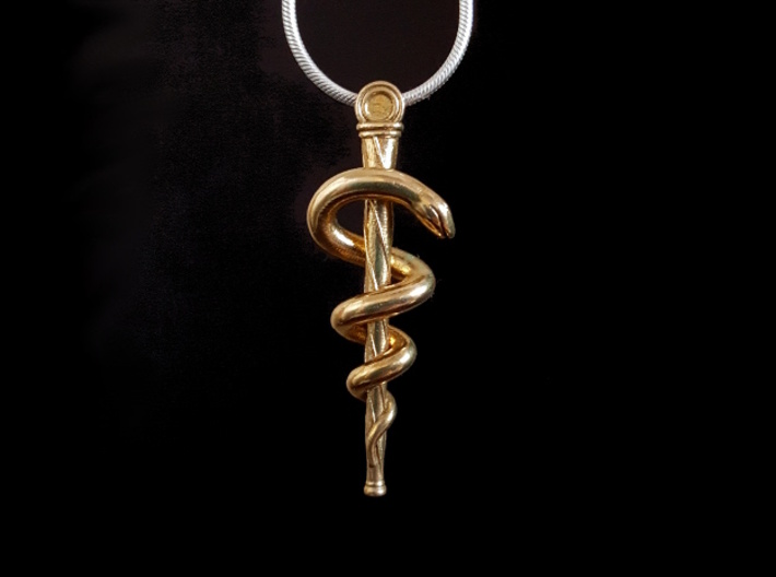 Rod of Asclepius pendant 3d printed