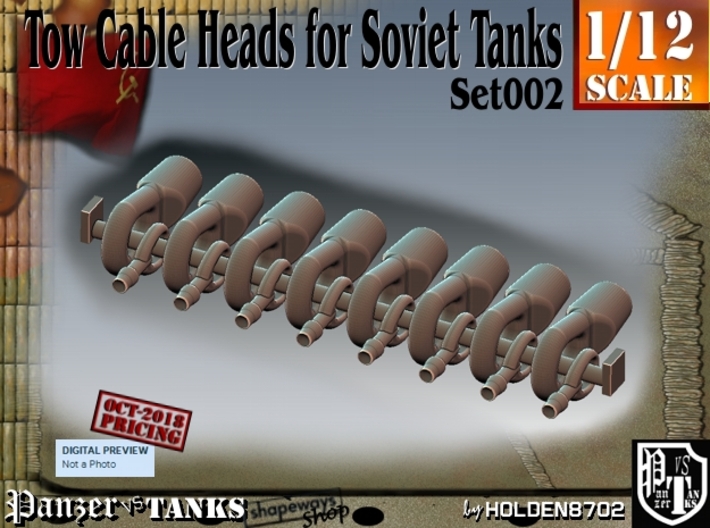 1/12 Soviet Tank Tow Cable HEADS Set002 3d printed