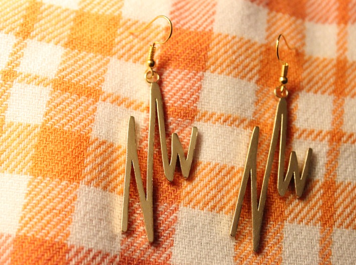 NWD Graffiti Earrings 3d printed NWD Graffiti Earrings shown in natural brass material. Earring hooks not included.