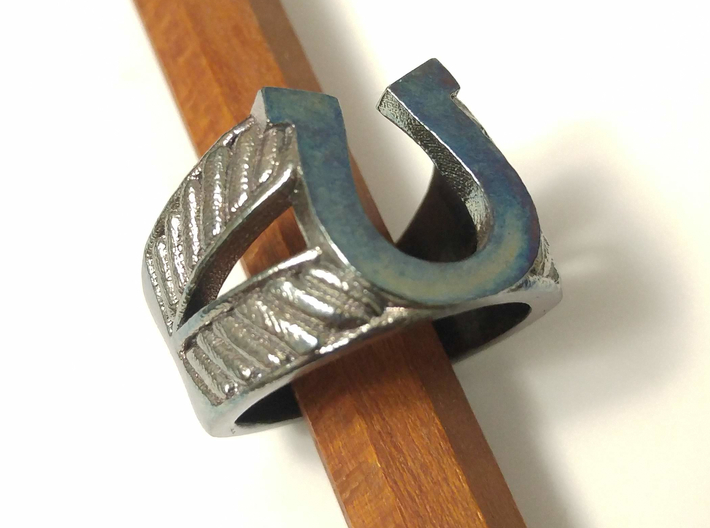 Horseshoe Ring - Size US 8.5 3d printed Oxidised post manufacture
