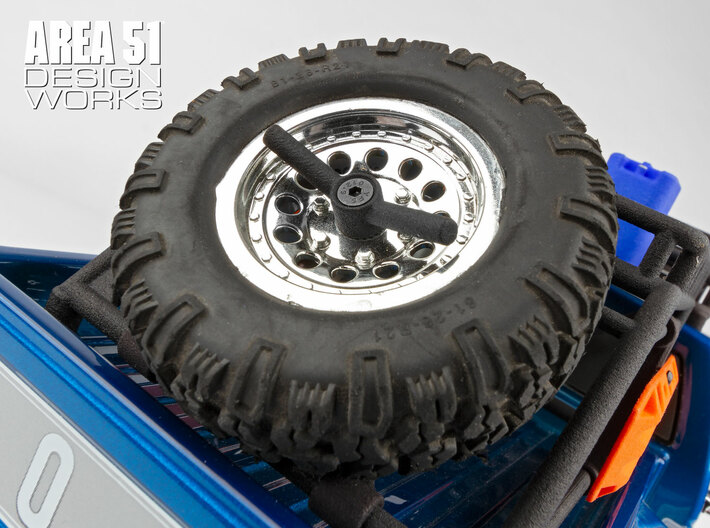 12th Scale Overland Rack Spare Tire Mount  3d printed Showen assembled onto CR12 F150 with Overland Bed Rack