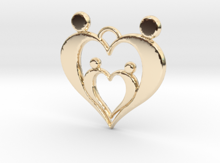 Family of Four Heart Shaped Pendant 3d printed