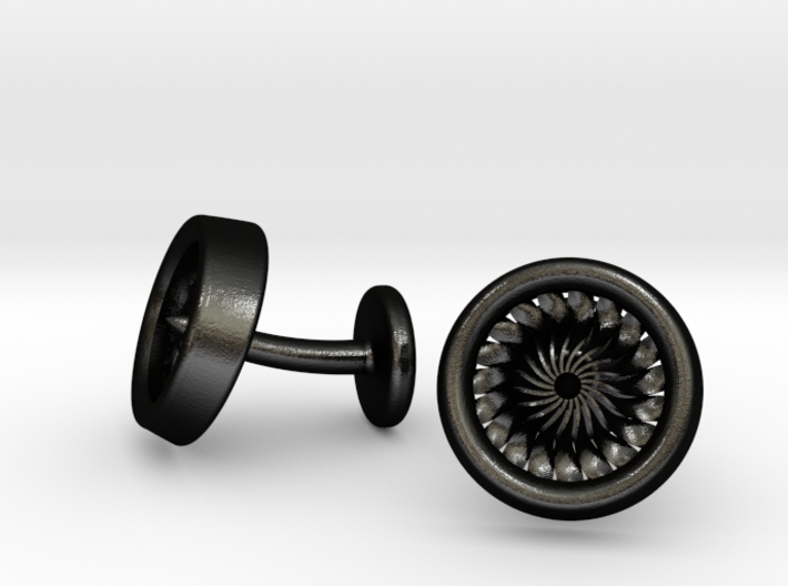 Jet Engine Turbine Cufflinks 3d printed