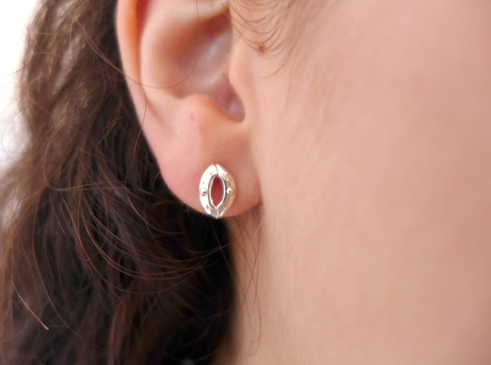 Stomata Earrings - Science Jewelry 3d printed Stomata Earrings in polished silver