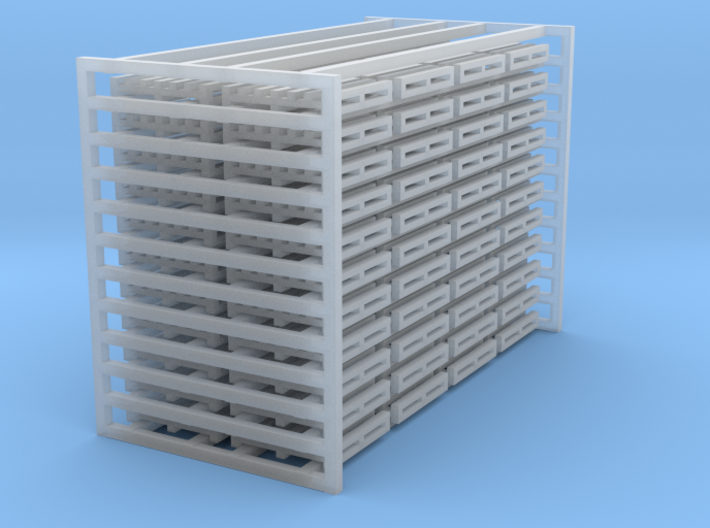 Pallet Rack with 88 3d printed Pallets 88 Z scale