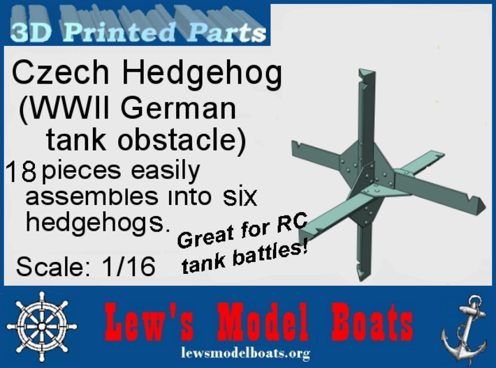 Czech Hedgehog 1/16 scale - makes six 3d printed Set of 6 (18 pieces)