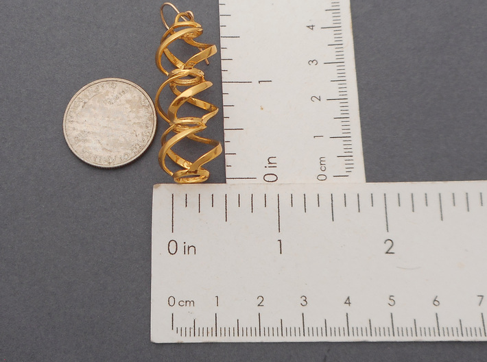 Swirl 3 - Pair of earrings in cast metal 3d printed 