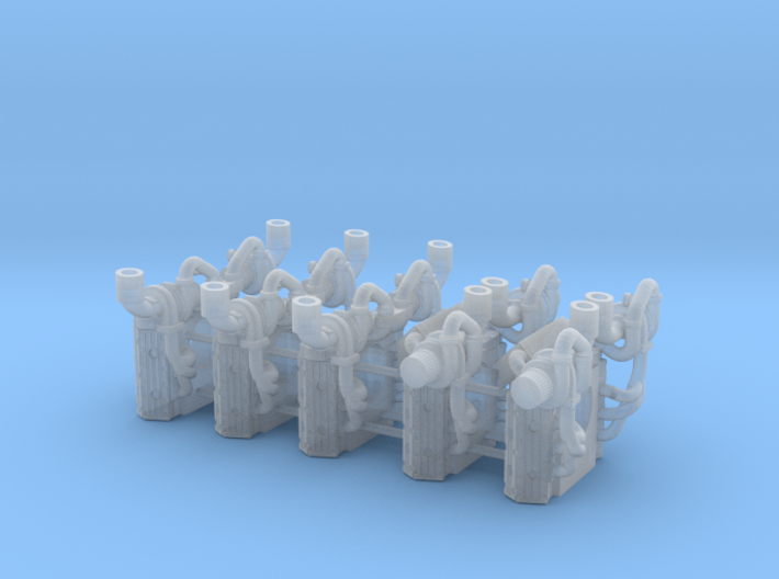Set of 5 - Porsche Flat 6 Twin Turbo Engines Mixed 3d printed