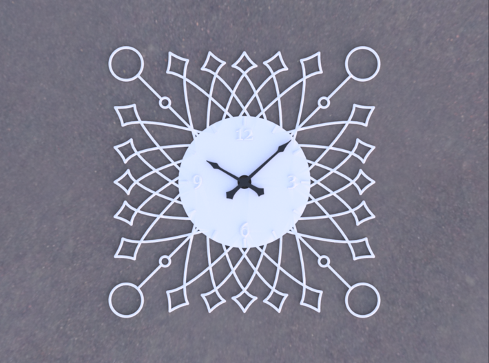 Sunburst Clock - Buttercup 3d printed Render of clock face with hands added