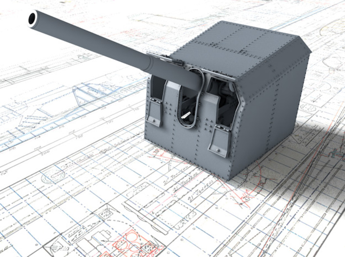 1/48 DKM 12.7 cm/45 (5") SK C/34 Gun x1 3d printed 3D render showing adjustable Barrel