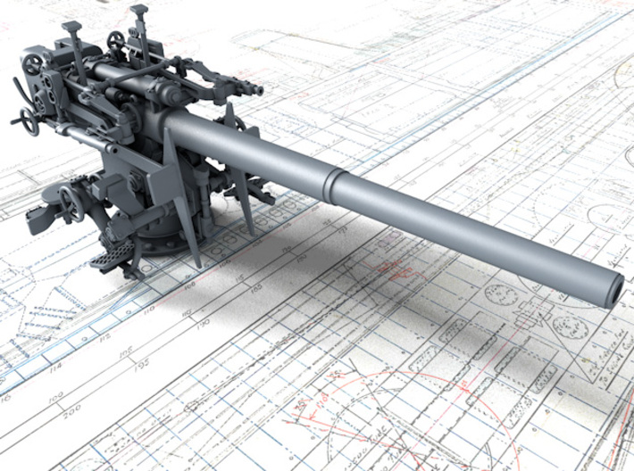 1/100 DKM 12.7 cm/45 (5") SK C/34 Gun x1 3d printed 3D render showing product detail