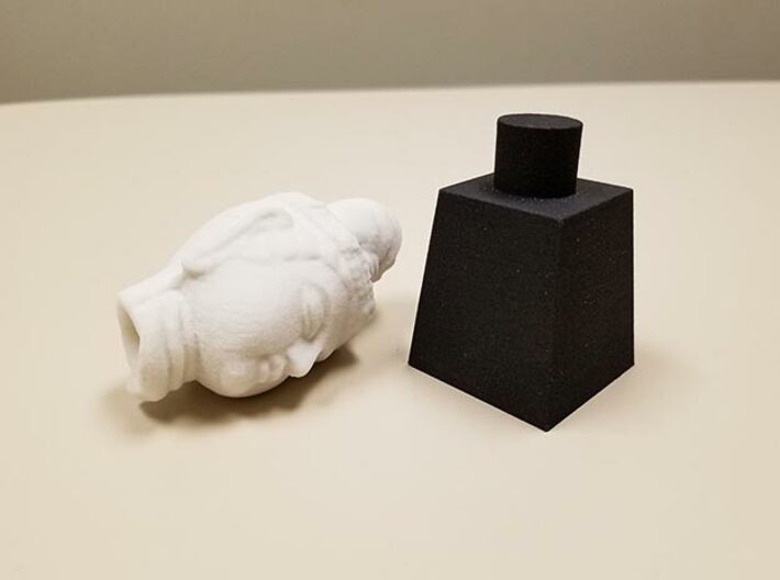 Buddha Head Plinth (Fits Head Type 1 &amp; 2) 3d printed Actual printed example in Black Natural Versatile Plastic (with Type 1 Buddha Head in Sandstone)