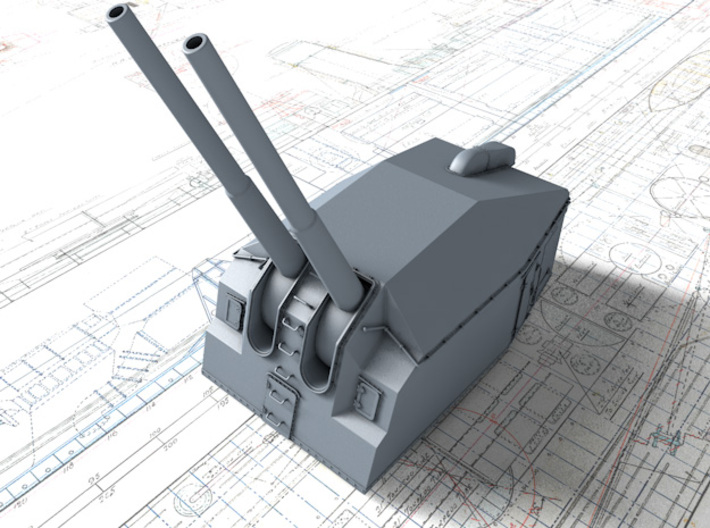 1/72 DKM 15cm/48 (5.9") Tbts KC/36T Gun x1 3d printed 3D render showing adjustable Barrel