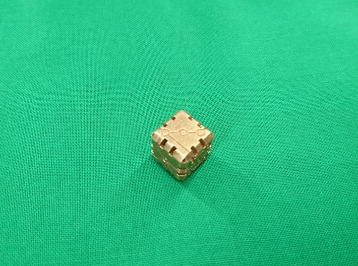 Vertex Dice Hollow the original 3d printed Small 12mm version in polished bronze.