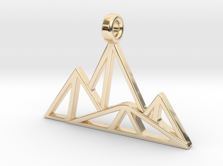 Geometric Mountain Pendant 3d printed