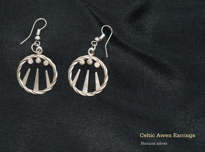 Celtic Awen Earrings 3d printed
