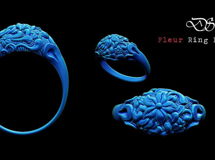 "Fleur" Dome Ring 3d printed 