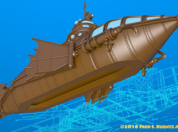 Six Flags Nautilus - Round Bottom Version - Detail 3d printed 
