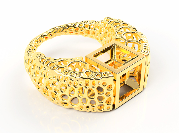 Tesseract ring 3d printed 