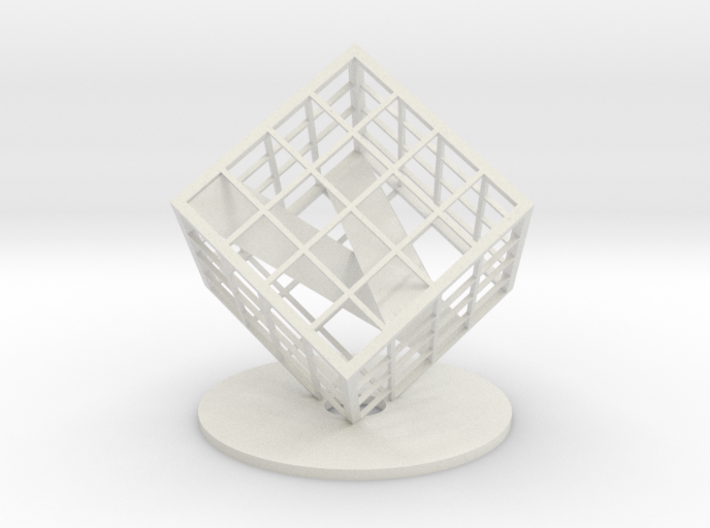 Customizable Name Plate trapped in a Lattice Cube 3d printed